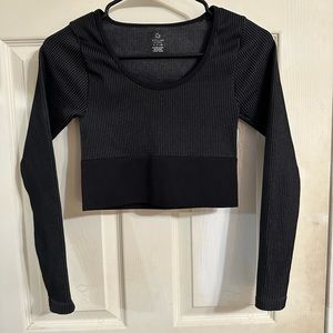 Aerie Offline Size S Black Workout Top Cropped